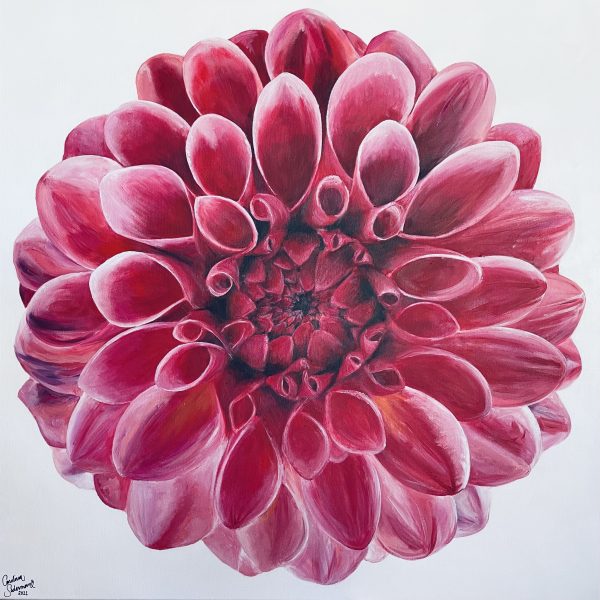 "Mandahlia" tavla akryl på canvas 90x90 cm