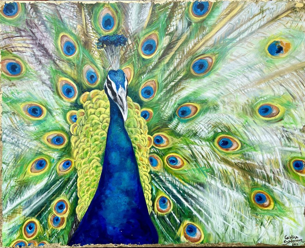 "Cocky" tavla akryl på canvas 70x100 cm