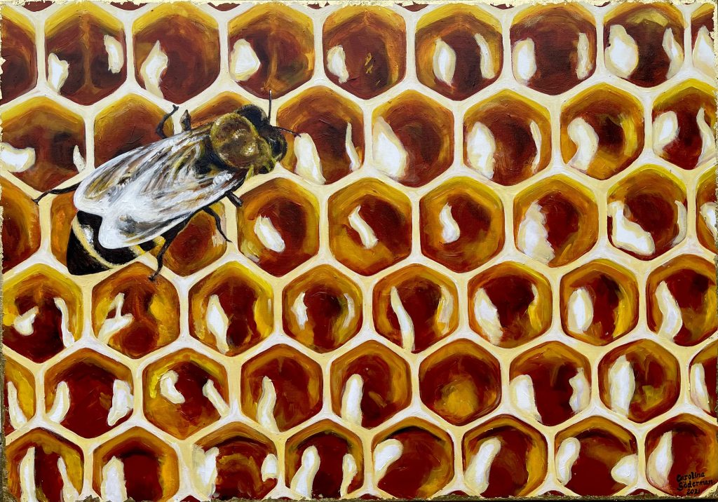 "Bisyssla" tavla akryl på canvas 70x100 cm