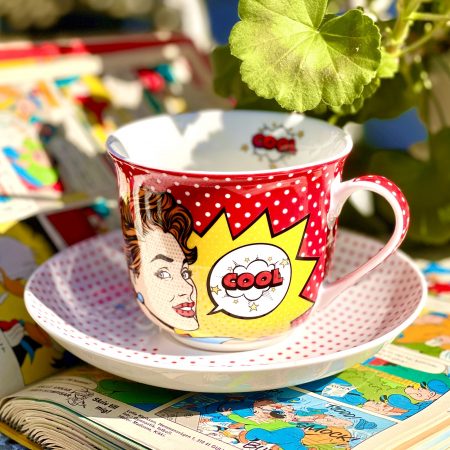 Tekopp med fat "Pop art"