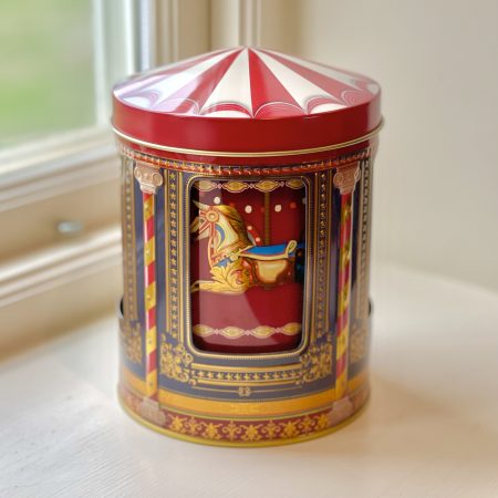 Plåtburk speldosa liten "Karusellhästar"