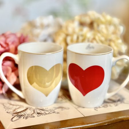 2-pack porslinsmuggar med hjärtan