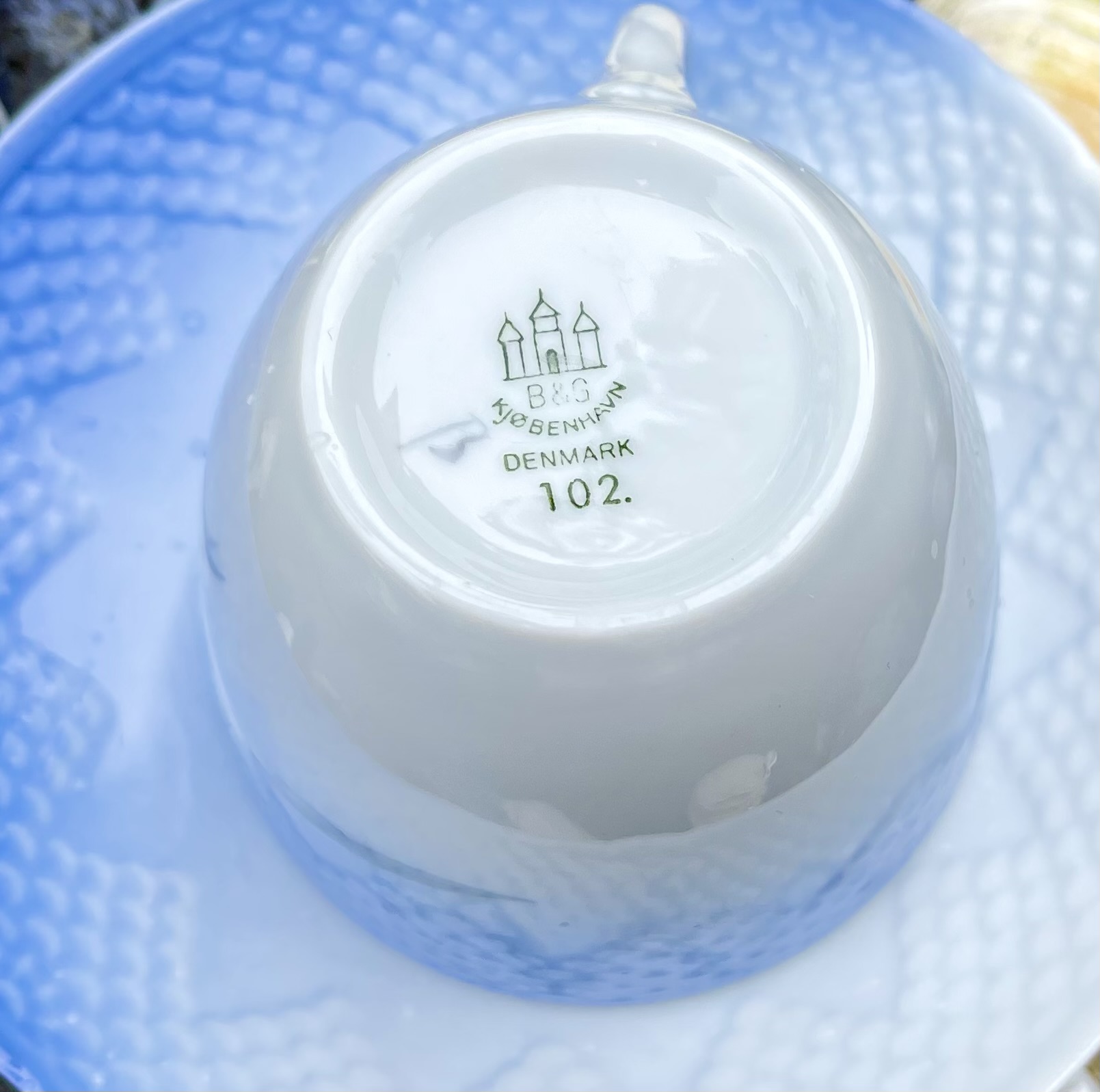 Kaffekopp med fat (utan guldkant) ?Blå Måsen? Bing & Grøndahl - Bild 3