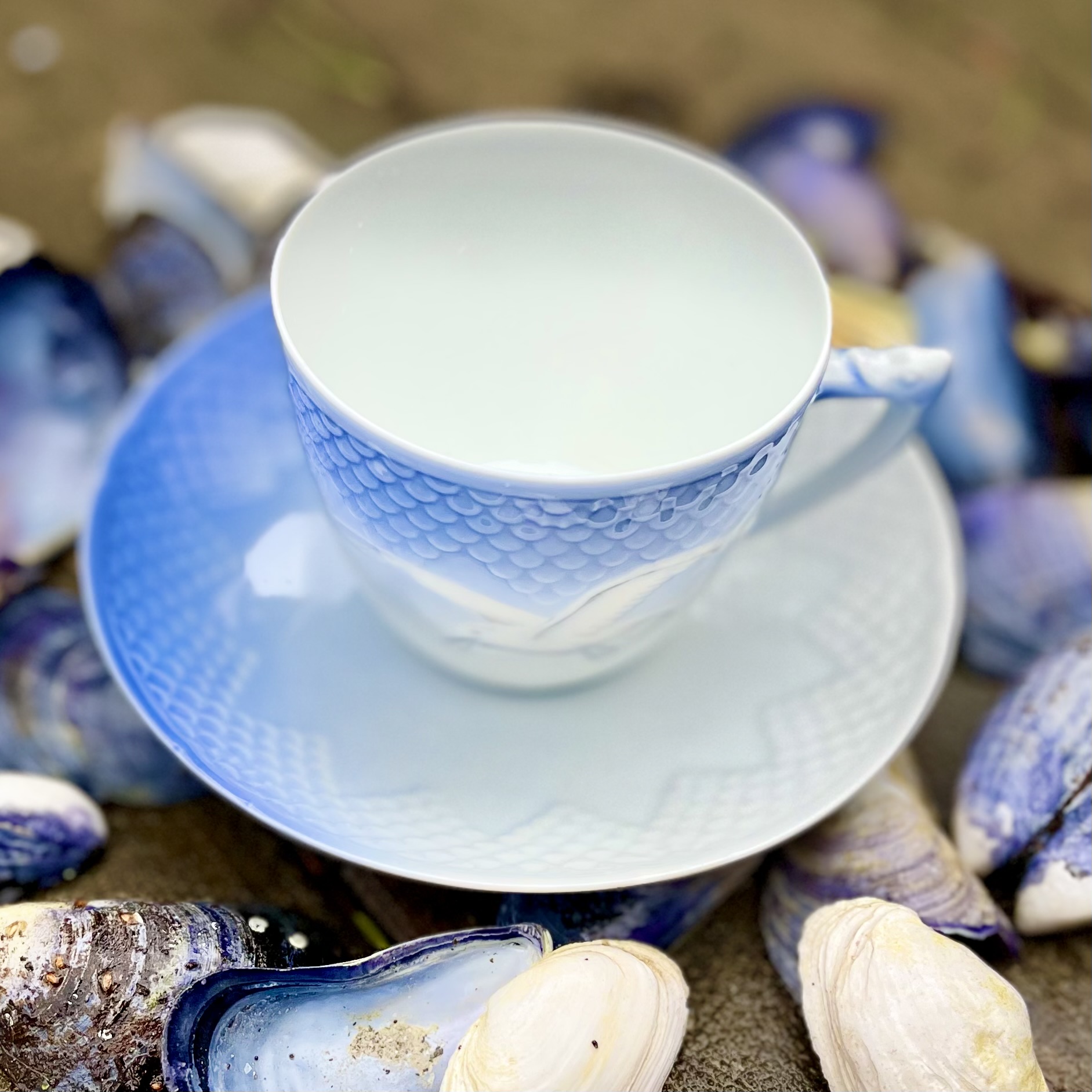 Kaffekopp med fat (utan guldkant) ?Blå Måsen? Bing & Grøndahl - Bild 2
