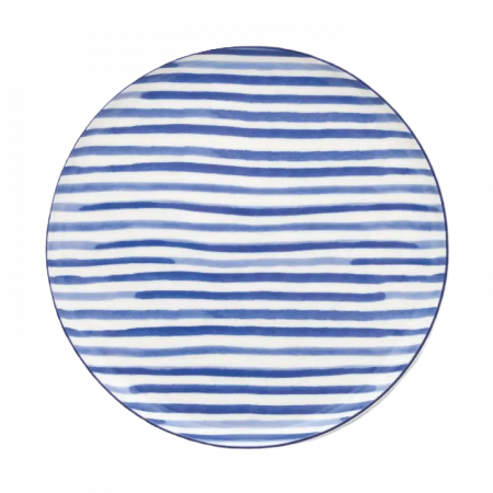 Assiett blåvit randig