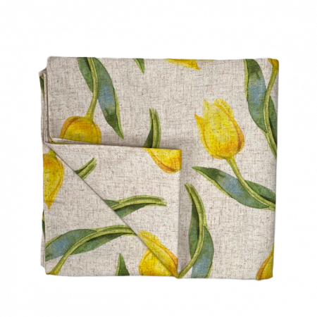 Duk med gula tulpaner 260 cm x 140 cm